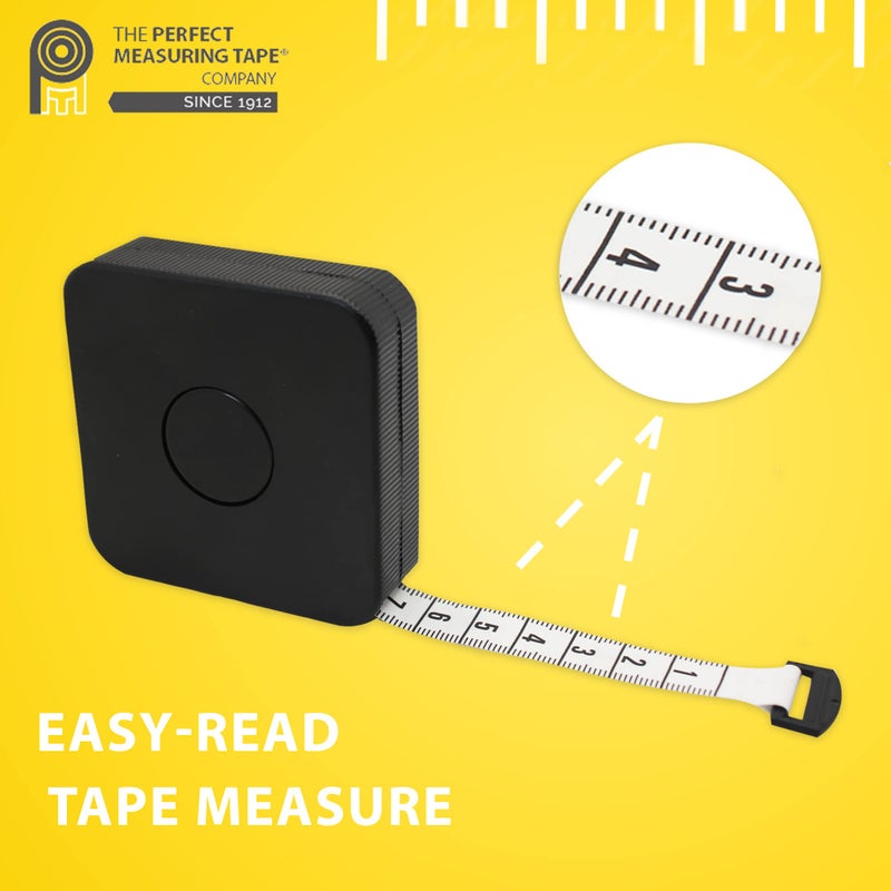 PERFECT MEASURING TAPE شريط قياس مثالي - طويل جداً (120 بوصة) شريط قياس مرن للخياطين. شريط قابل للسحب، مزدوج الجوانب - بوصات حتى 120 وقياس متري حتى 3م (نموذج SR18) أسود - Image 5